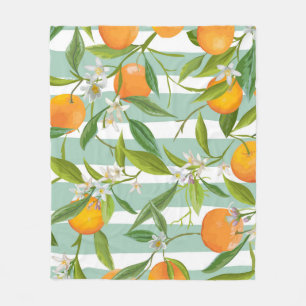 Naadloos Floral Pattern. Oranje Fruits Achtergrond Fleece Deken