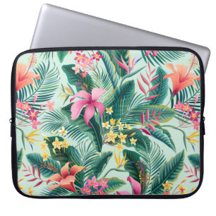 naadloos floreel tropisch patroon met hibiscus en laptop sleeve