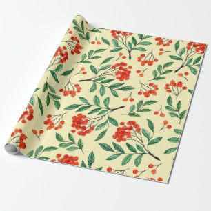 Naadloos geel patroon met rowan. Waterverf dan Cadeaupapier