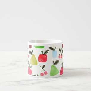 Naadloos gekraste cartoones fruit appels peren ker espresso kop