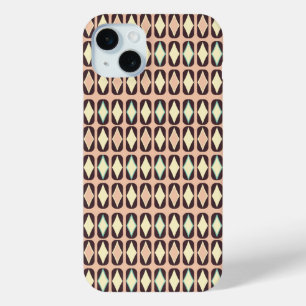 Naadloos geometrisch patroon in donkerbruine blad iPhone 15 mini hoesje