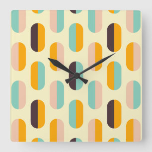 Naadloos geometrisch patroon in retro stijl vierkante klok