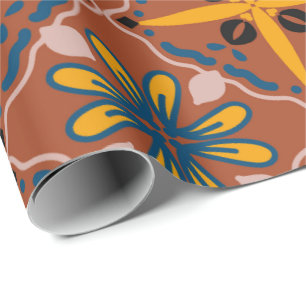 Naadloos geometrisch patroon met bloemmotieven cadeaupapier