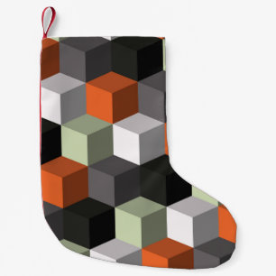 Naadloos geometrisch patroon met blokjes en volume kleine kerstsok