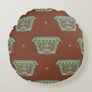 Naadloos geometrisch patroon met stammotief. H Rond Kussen