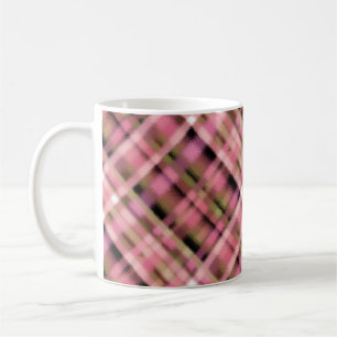 Naadloos geruit ruitjespatroon tartan roze zwart w koffiemok