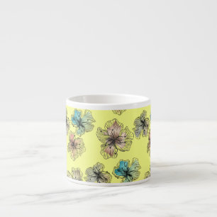 Naadloos geschetste gestreepte bloemen abstract mo espresso kop