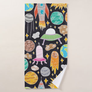 , naadloos getekend patroon met doedele sp. badhanddoek