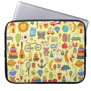 naadloos getekend patroon met doedle ki laptop sleeve