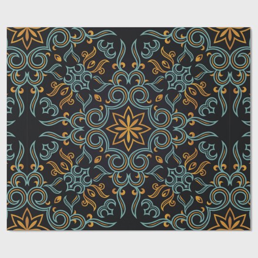  naadloos goud- en blauw patroon met kunst of cadeaupapier (Vlak)