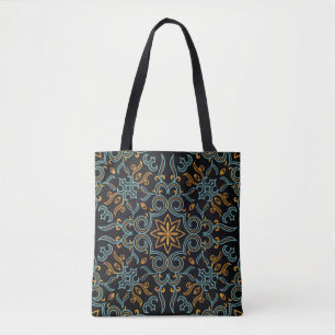  naadloos goud- en blauw patroon met kunst of draagtas
