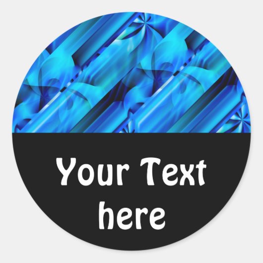 Naadloos grafisch ontwerp - blauw zwart I Ronde Sticker (Voorkant)