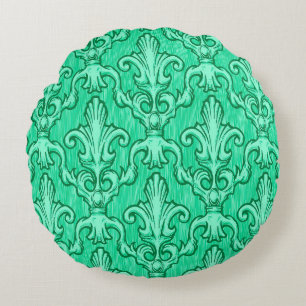 Naadloos groen barokpatroon. Illustrati Rond Kussen
