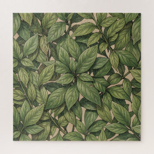 Naadloos groen blad botanisch vintage patroon legpuzzel