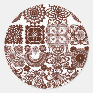 Naadloos Henna Mehndi Design Ronde Sticker