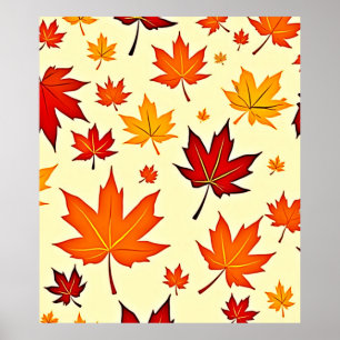 Naadloos herfstloofontwerp poster