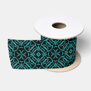 Naadloos herhalend patroon in turquoise op zwart lint