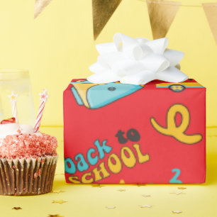 Naadloos inpakpapier: cijfers en schoolbus cadeaupapier