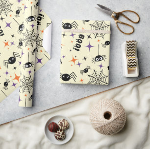 Naadloos inpakpapier: Spinnen, Cobweb en Boo! Cadeaupapier