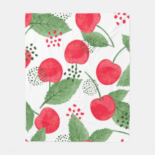 Naadloos kersenpatroon.  waterverf fleece deken