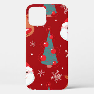 Naadloos kerstpatroon met rendiersanta tre iPhone 12 hoesje