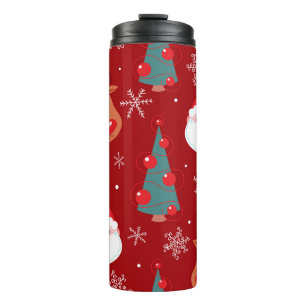 Naadloos kerstpatroon met rendiersanta tre thermosbeker