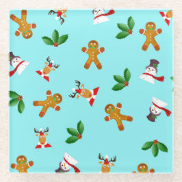 Naadloos kerstpatroonglas Onderzetter