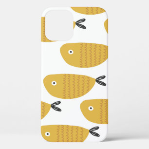 Naadloos kinderachtig patroon met grappige vissen. iPhone 12 hoesje
