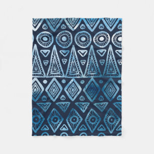 Naadloos klassiek blauw etnisch patroon fleece deken