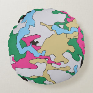 Naadloos kleurrijk camouflage achtergrondpatroon.  rond kussen