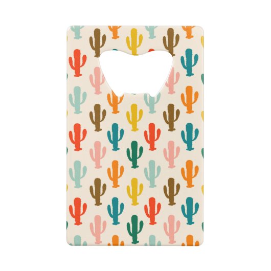 Naadloos Kleurrijke Cactussen Kredietkaart Flessenopener (Achterkant)