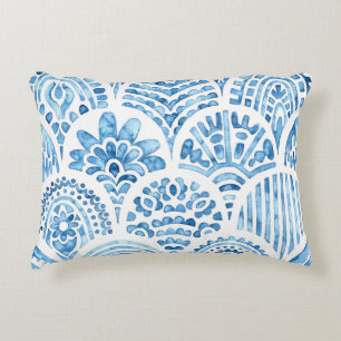 Naadloos marokkaans patroon.  tegel. Blauw Accent Kussen