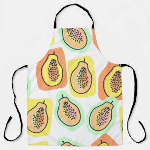  naadloos met de hand getekende papaja's. schort