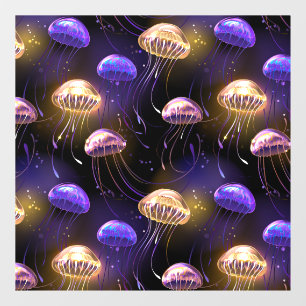 Naadloos met gloeiende kwal raamsticker
