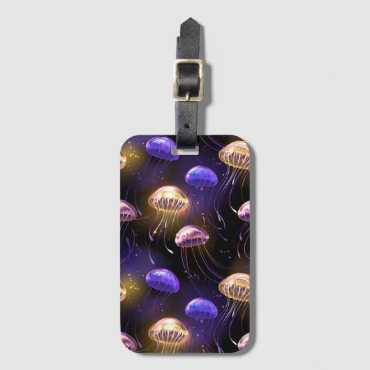 Naadloos met gloeiende kwallen bagagelabel (Voorkant (verticaal))