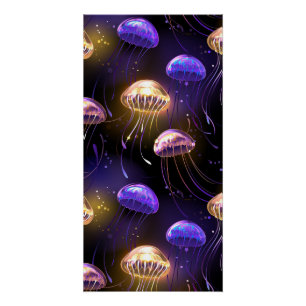 Naadloos met gloeiende kwallen perfect poster