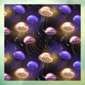 Naadloos met gloeiende kwallen raamsticker (Vel 3)