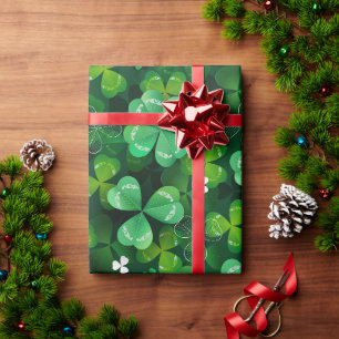 Naadloos met groene klaver cadeaupapier