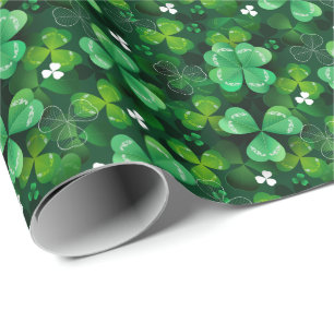 Naadloos met groene klaver cadeaupapier