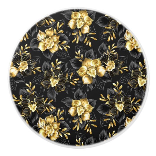 Naadloos met sieraden orchideeën keramische knop (Voorkant)