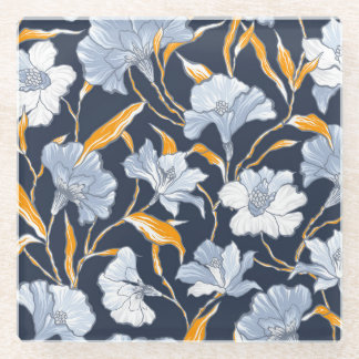 Naadloos mooi bloemig  patroon. glazen onderzetter