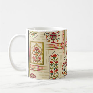 Naadloos, mooi moghal-bloemmotief met patter koffiemok