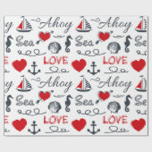 Naadloos nautisch patroon cadeaupapier (Vlak)