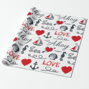 Naadloos nautisch patroon cadeaupapier