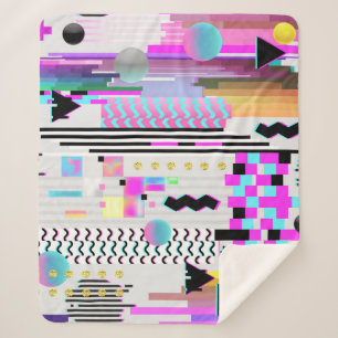 Naadloos ontwerp van patroonglitch. Cyberpunk Digi Sherpa Deken
