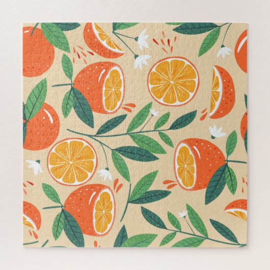 Naadloos oranje patroon, abstracte kunst. legpuzzel (Verticaal)