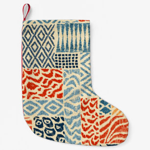 Naadloos patchwork-patroon. Een collectie van hand Kleine Kerstsok