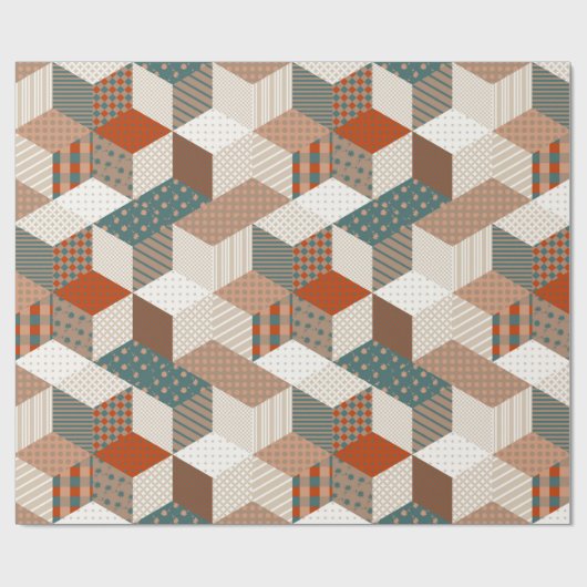 Naadloos patchwork-patroon met sterren.  bac cadeaupapier (Vlak)