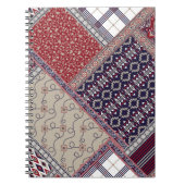 Naadloos patchwork-patroon op marineslappingen, bo notitieboek (Voorkant)
