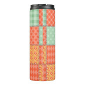 Naadloos patchwork-uil patroon. achtergrond thermosbeker (Achterkant)